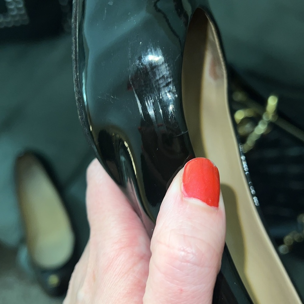 CHANEL Black Patent Leather Cap-Toe Ballet Flats - Picture 8 of 16